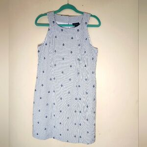 Cynthia Rowley Anchor Blue & White Vertical Striped Dress Size 6